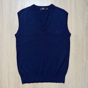 Vintage Balenciaga Lambswool V-Neck Sweater Vest Mens 3 Large Navy Blue Y2K